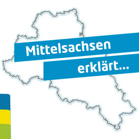 Umriss Landkreis Mittelsachsen mit Schriftzug "Mittelsachsen erklärt"